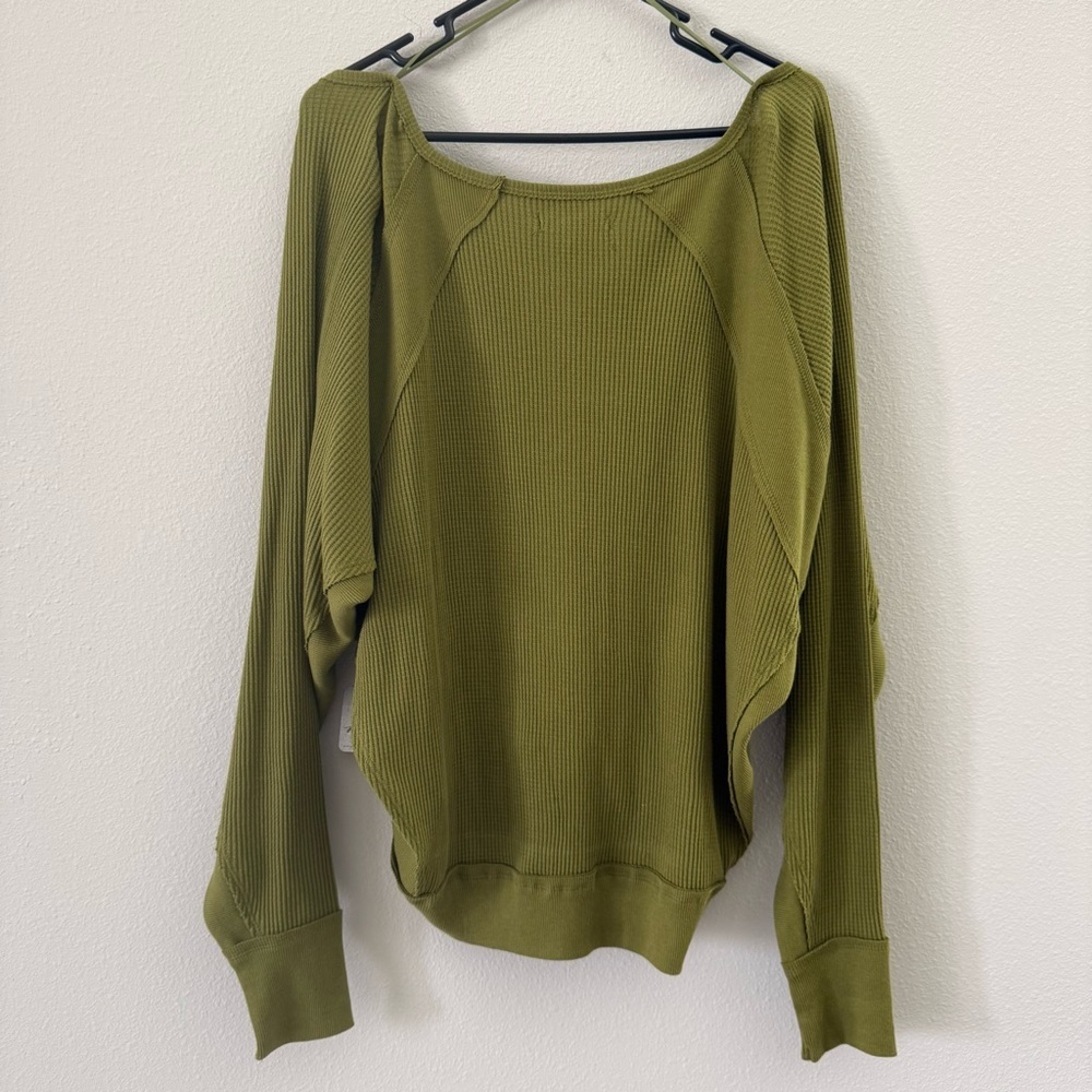 Free People Santa Clara Thermal V-neck Oversized Ferngully Small NWT - Picture 6 of 8